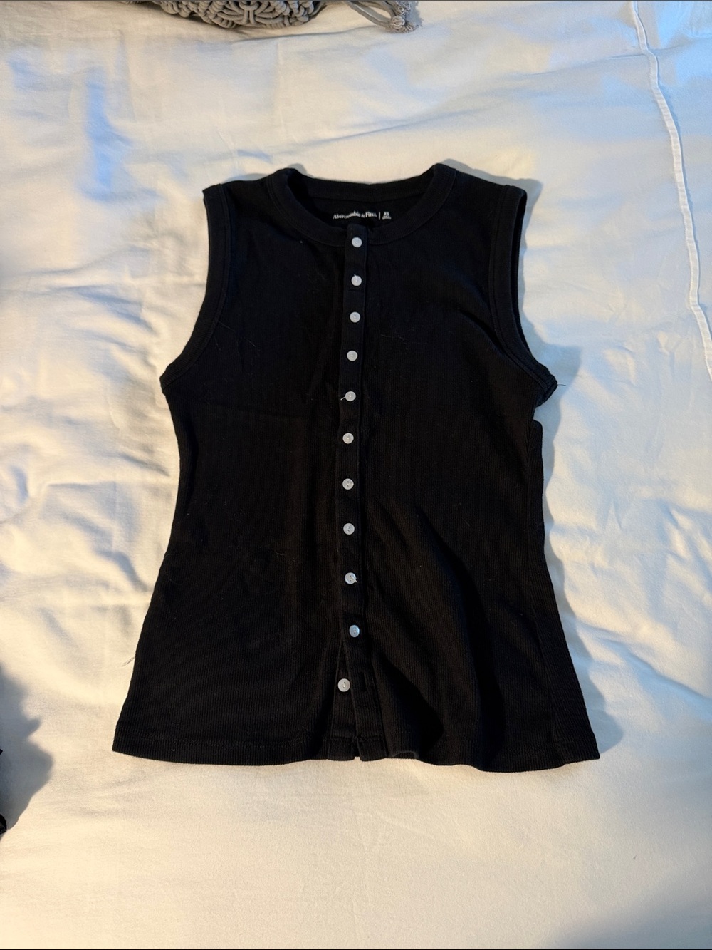 Abercrombie & Fitch Black Ribbed Button-Front Tank